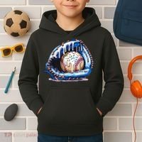 Baseball Drip Ice Cream Sprinkles Baseball Glove  Kids Hoodie thumb 2