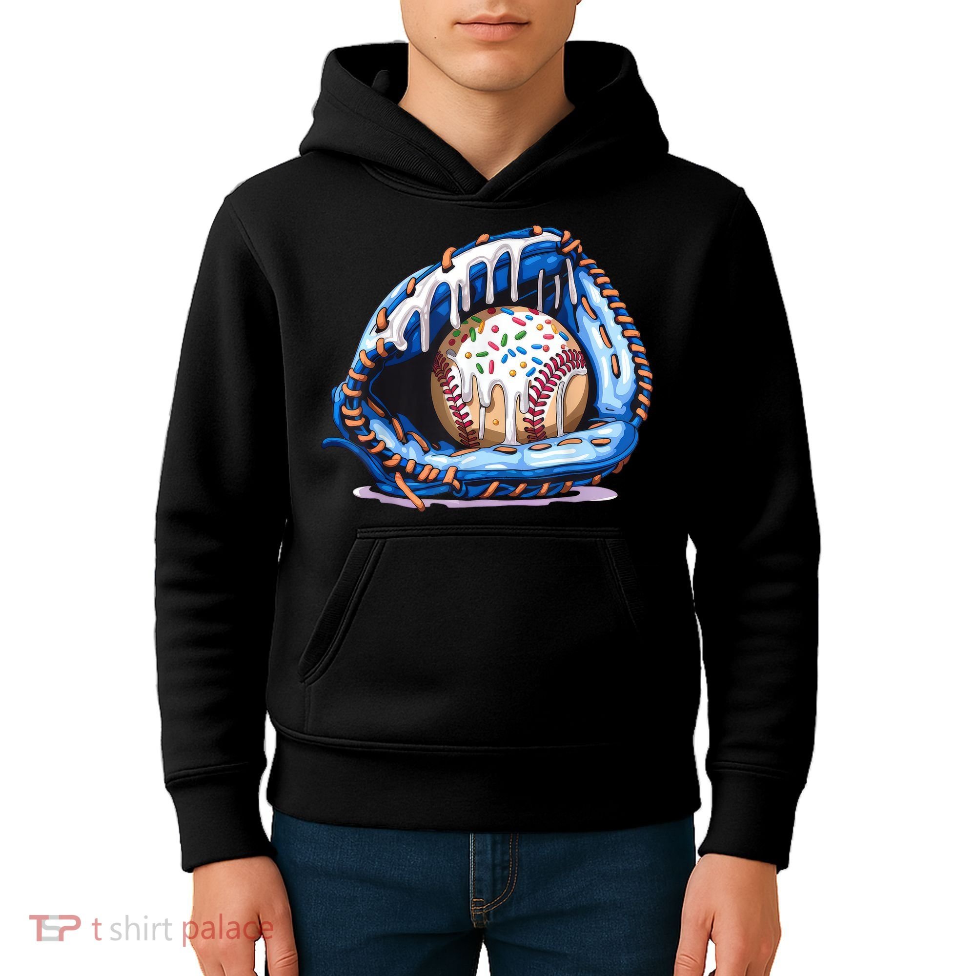 Baseball Drip Ice Cream Sprinkles Baseball Glove  Kids Hoodie