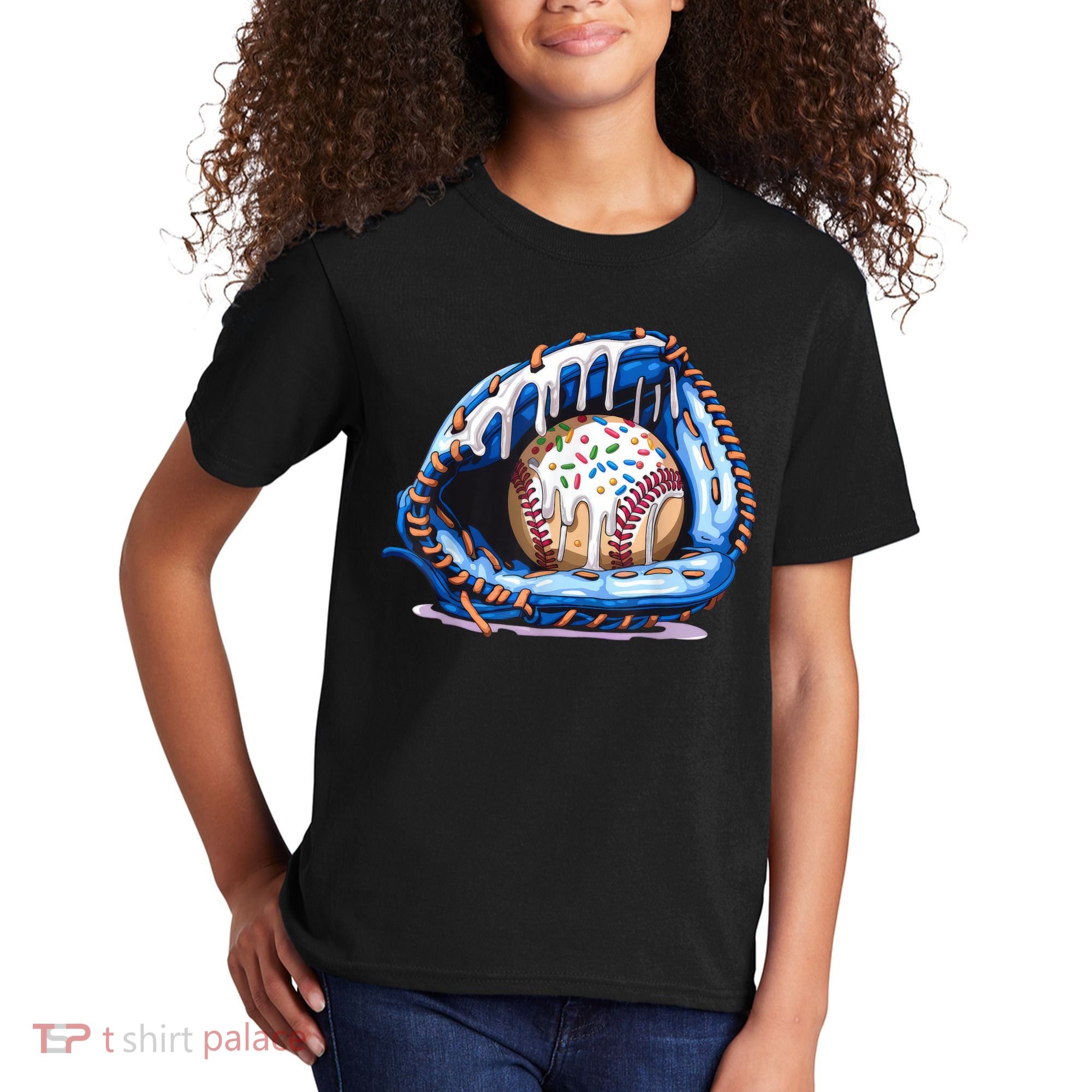Baseball Drip Ice Cream Sprinkles Baseball Glove  Kids T-Shirt