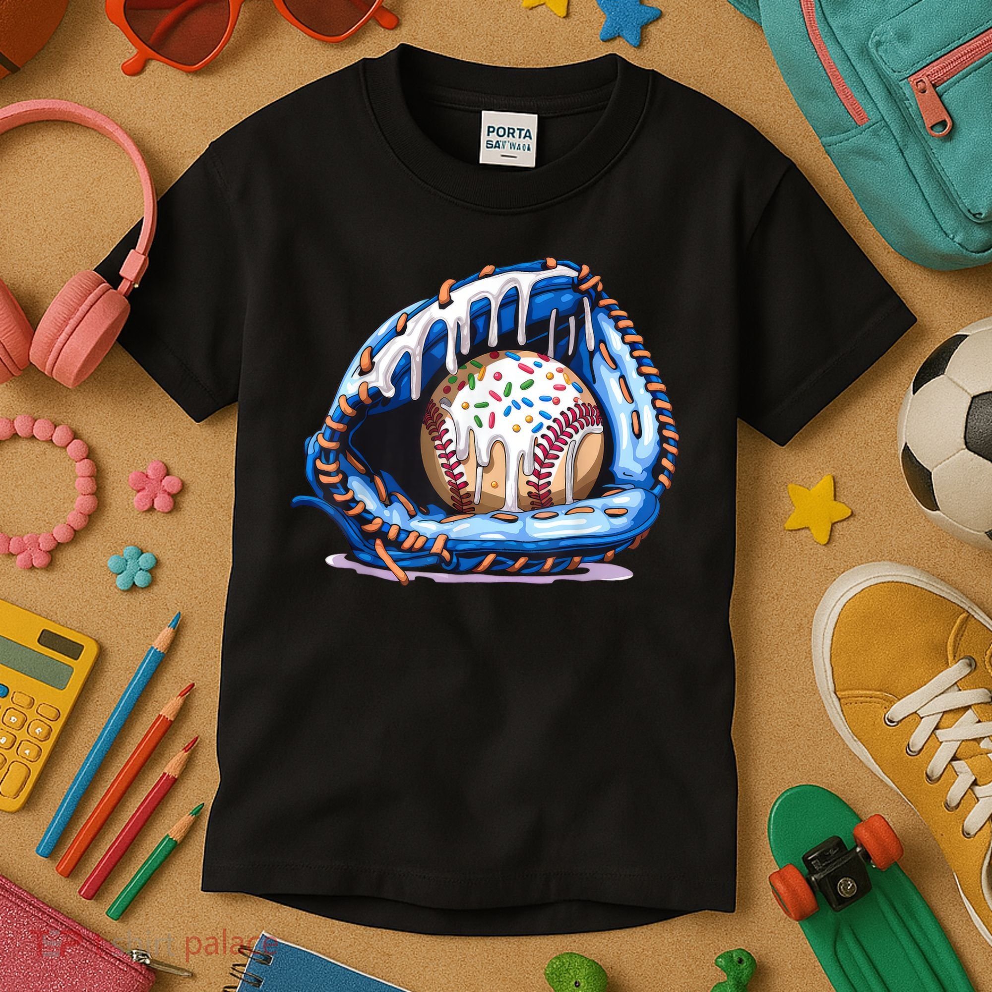 Baseball Drip Ice Cream Sprinkles Baseball Glove  Kids T-Shirt