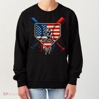Baseball Drip Ice Cream Patriotic American Flag Women's Sweatshirt thumb 0