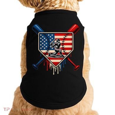 Baseball Drip Ice Cream Patriotic American Flag Doggie Tank