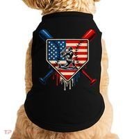 Baseball Drip Ice Cream Patriotic American Flag Doggie Tank thumb 0
