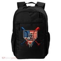 Baseball Drip Ice Cream Patriotic American Flag Backpack thumb 0