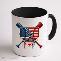 Baseball Drip Ice Cream Patriotic American Flag Coffee Mug thumb 1