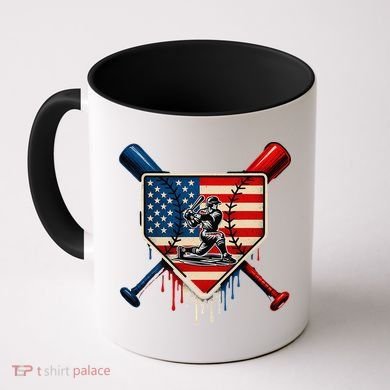 Baseball Drip Ice Cream Patriotic American Flag Coffee Mug