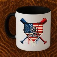 Baseball Drip Ice Cream Patriotic American Flag Coffee Mug thumb 2