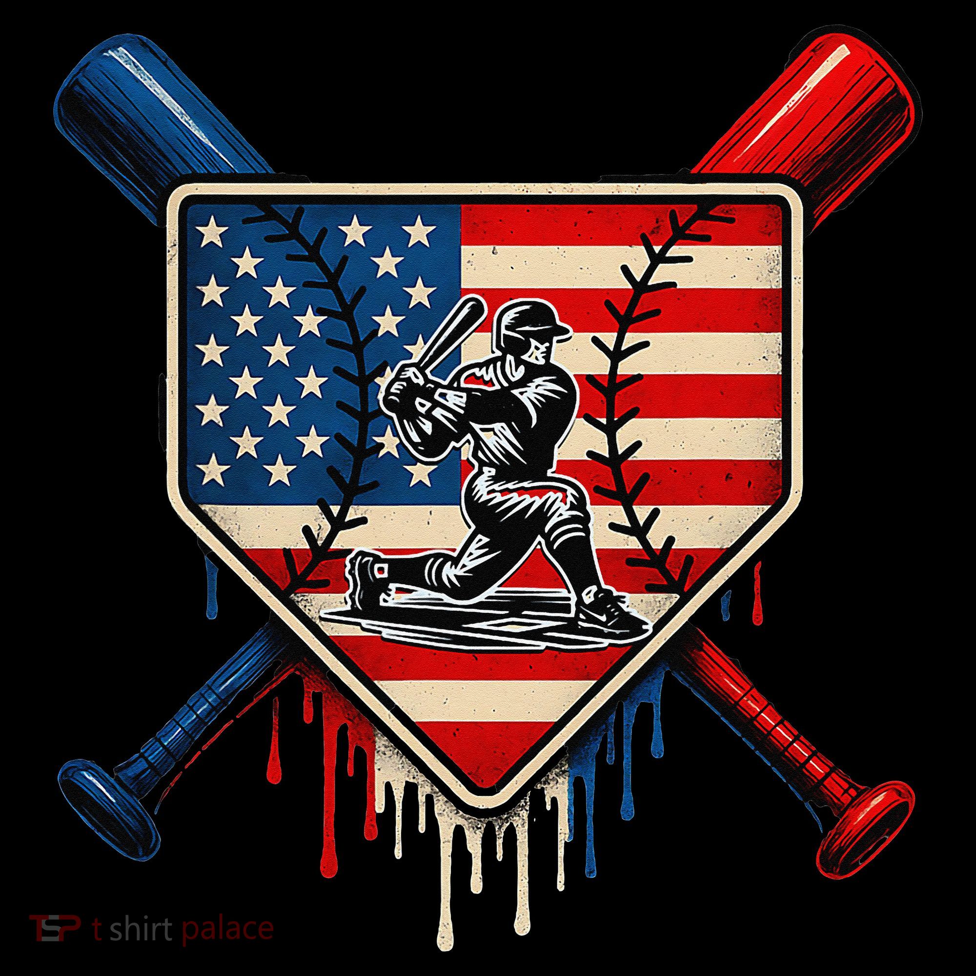 Baseball Drip Ice Cream Patriotic American Flag Coffee Mug