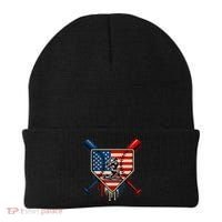 Baseball Drip Ice Cream Patriotic American Flag Beanie thumb 0