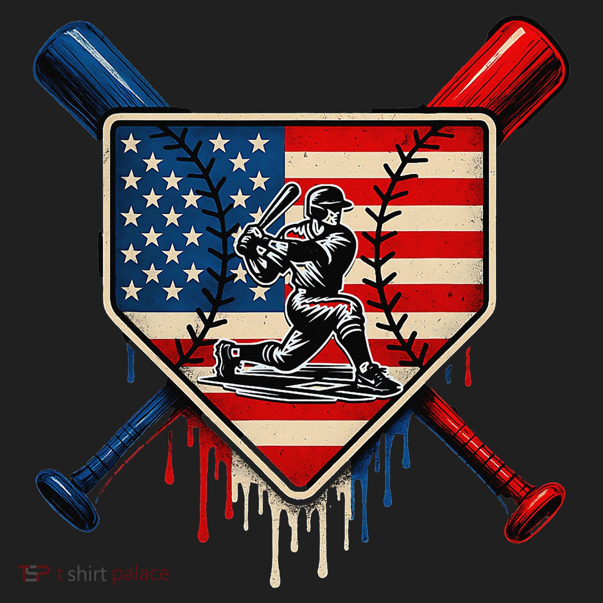 Baseball Drip Ice Cream Patriotic American Flag Beanie