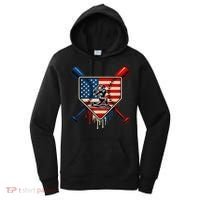 Baseball Drip Ice Cream Patriotic American Flag Women's Hoodie thumb 0