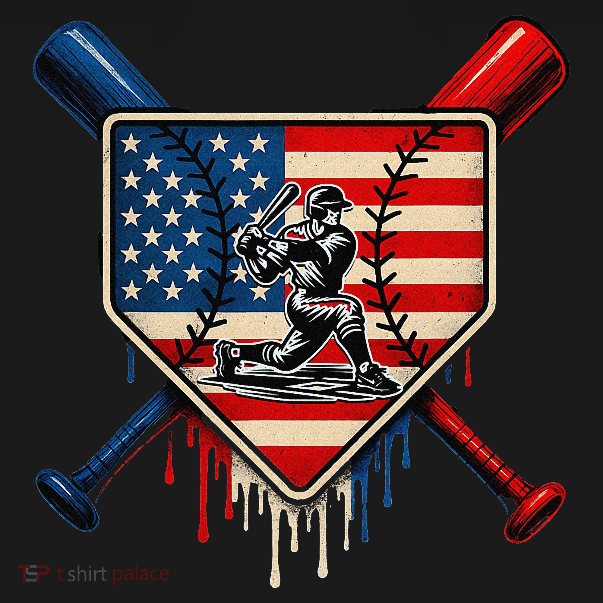 Baseball Drip Ice Cream Patriotic American Flag Women's Hoodie