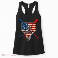 Baseball Drip Ice Cream Patriotic American Flag Women's Tank Top thumb 0