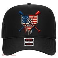 Baseball Drip Ice Cream Patriotic American Flag Hat thumb 0