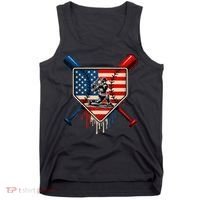 Baseball Drip Ice Cream Patriotic American Flag Tank Top thumb 0