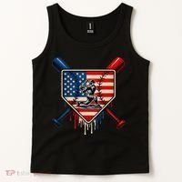 Baseball Drip Ice Cream Patriotic American Flag Tank Top thumb 2