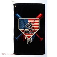 Baseball Drip Ice Cream Patriotic American Flag Golf Towel thumb 0