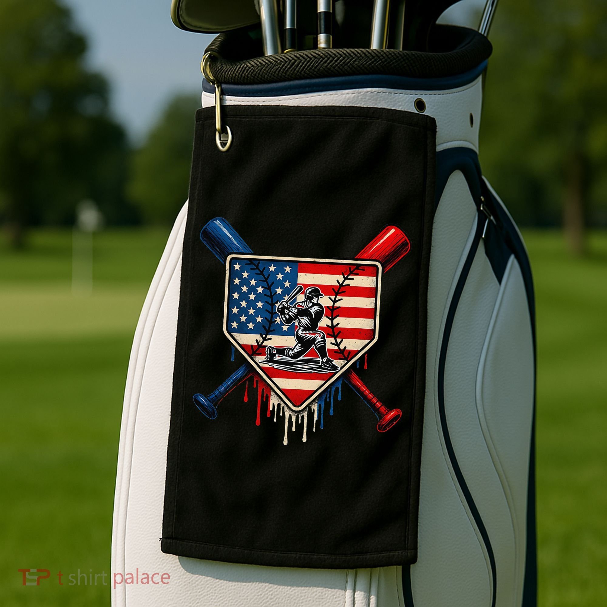 Baseball Drip Ice Cream Patriotic American Flag Golf Towel