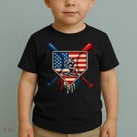Baseball Drip Ice Cream Patriotic American Flag Toddler T-Shirt thumb 2