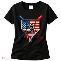 Baseball Drip Ice Cream Patriotic American Flag Women's T-Shirt thumb 0