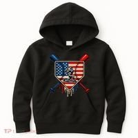 Baseball Drip Ice Cream Patriotic American Flag Kids Hoodie thumb 0