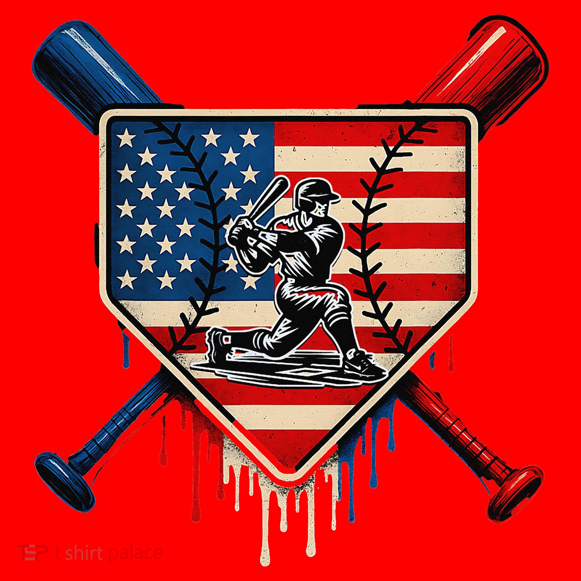 Baseball Drip Ice Cream Patriotic American Flag Santa Hat