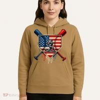 Baseball Drip Ice Cream Patriotic American Flag Hoodie thumb 5