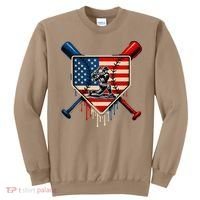 Baseball Drip Ice Cream Patriotic American Flag Sweatshirt thumb 0