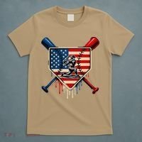 Baseball Drip Ice Cream Patriotic American Flag T-Shirt thumb 5