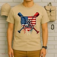 Baseball Drip Ice Cream Patriotic American Flag T-Shirt thumb 6