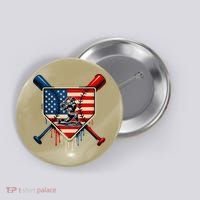 Baseball Drip Ice Cream Patriotic American Flag Button thumb 0