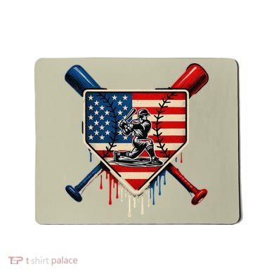 Baseball Drip Ice Cream Patriotic American Flag Mousepad
