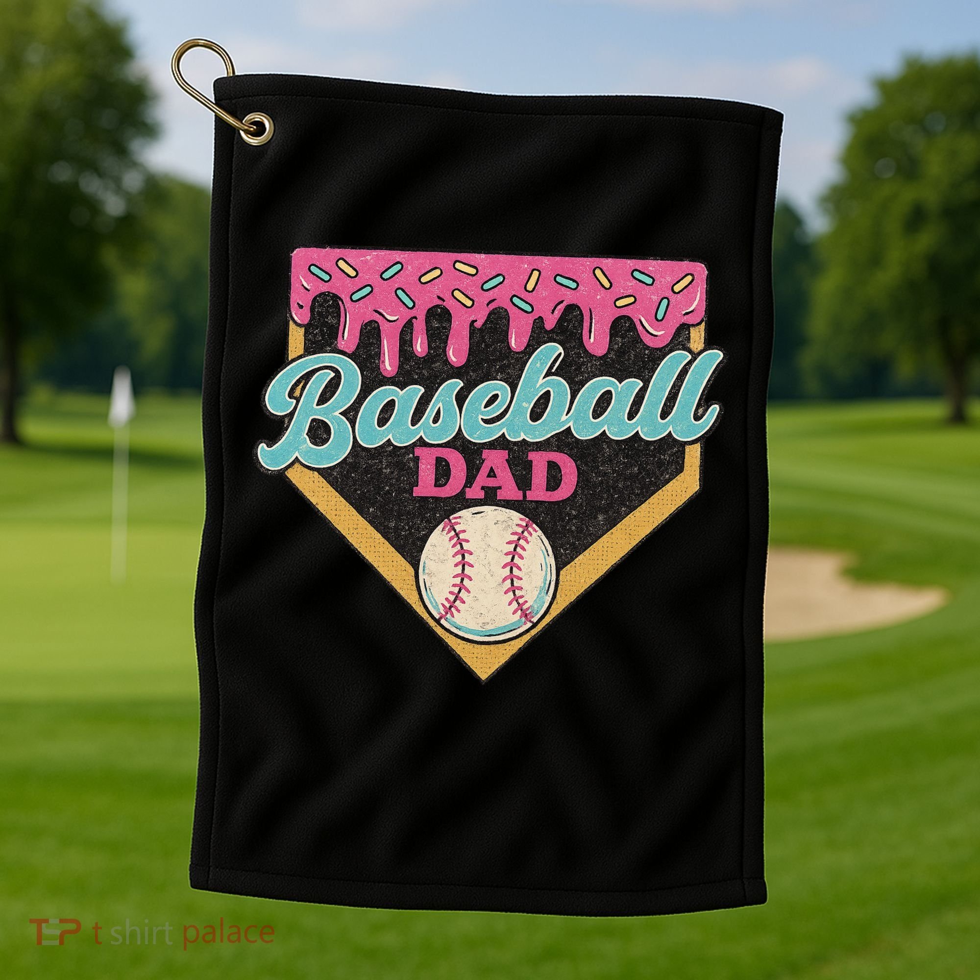 Baseball Dad Ice Cream Drip Golf Towel