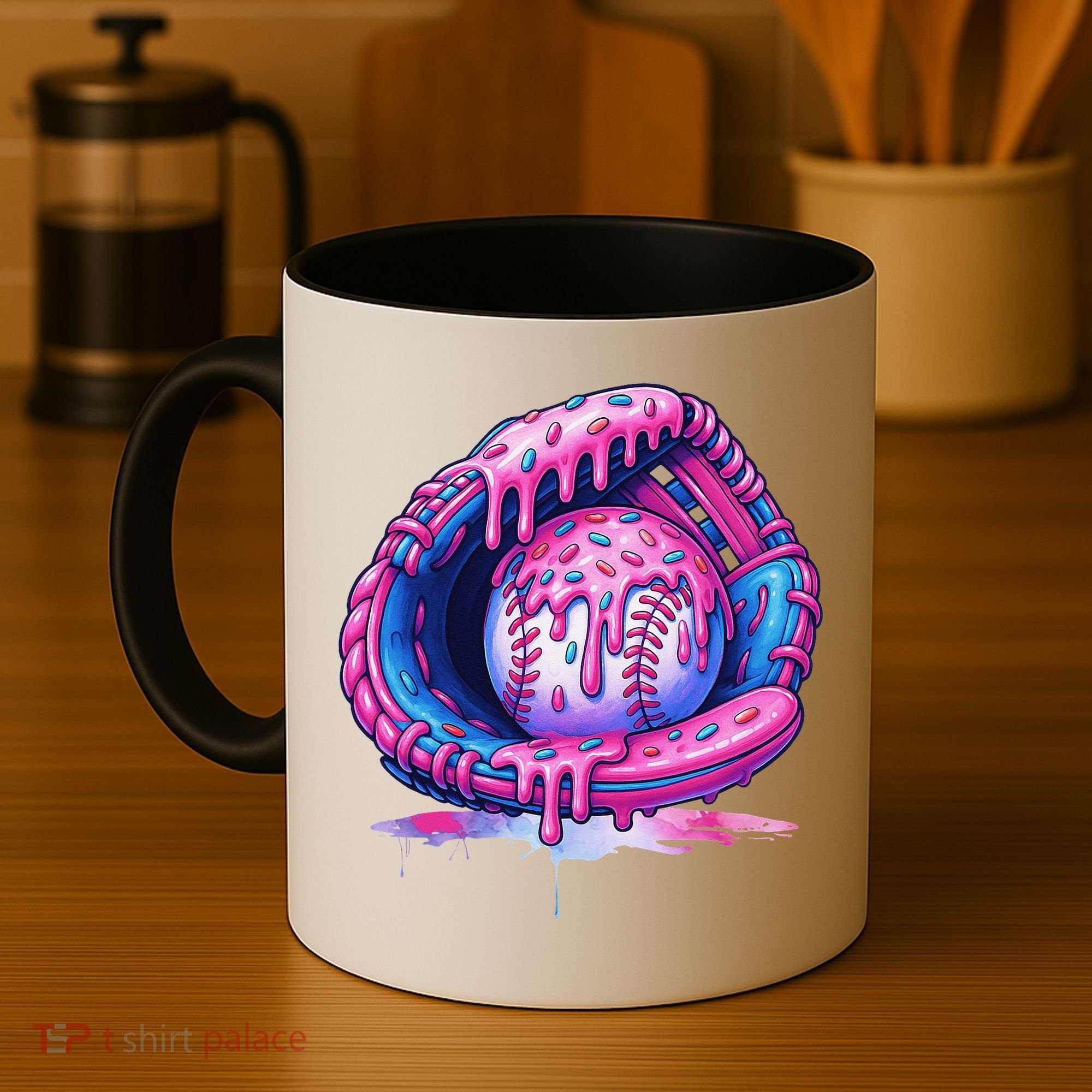 Baseball Drip Ice Cream Sprinkles Baseball Glove Coffee Mug