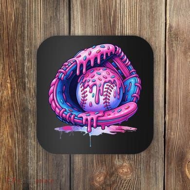 Baseball Drip Ice Cream Sprinkles Baseball Glove Coaster