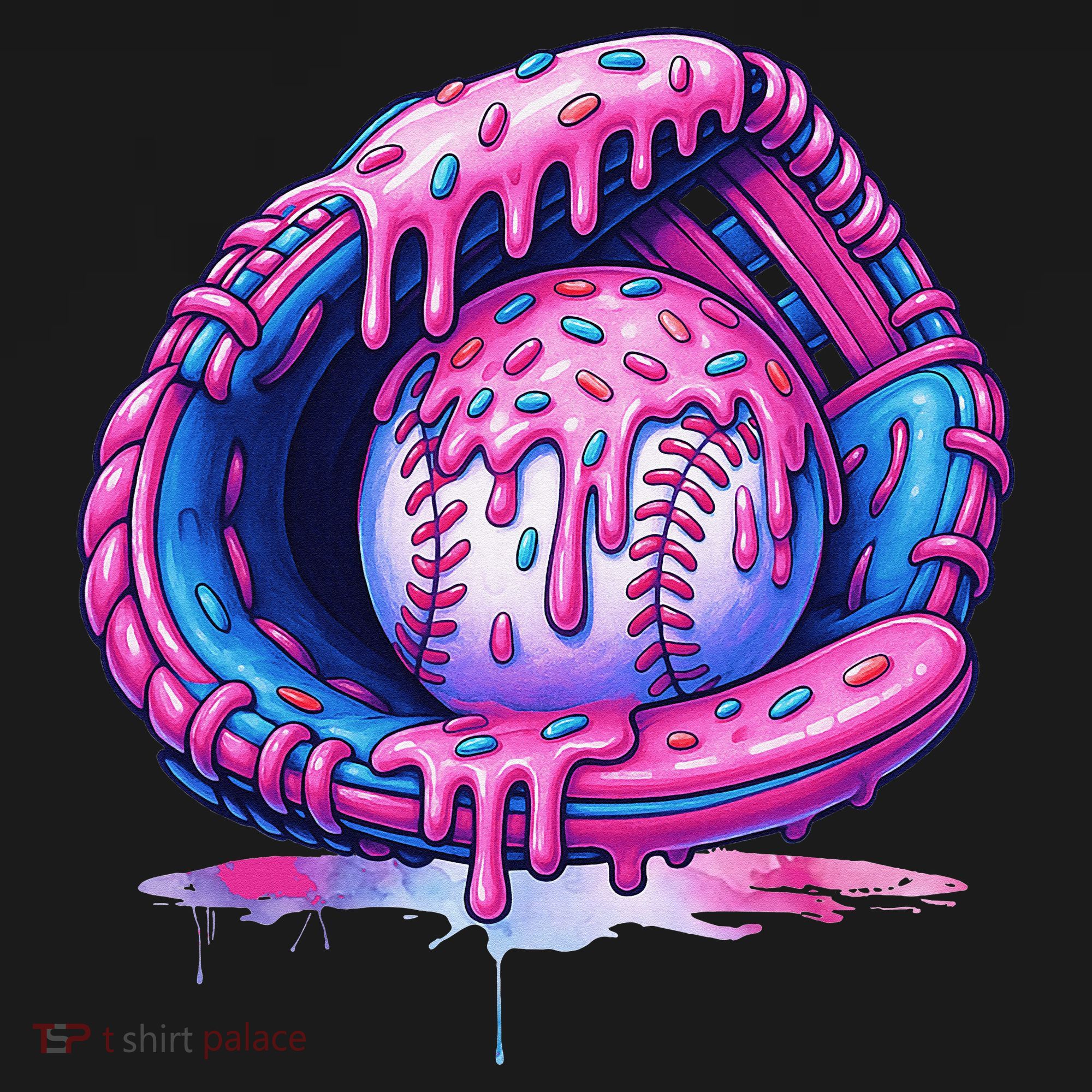 Baseball Drip Ice Cream Sprinkles Baseball Glove Coaster