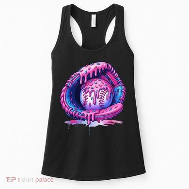 Baseball Drip Ice Cream Sprinkles Baseball Glove Women's Tank Top