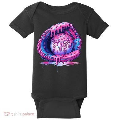Baseball Drip Ice Cream Sprinkles Baseball Glove Baby Bodysuit