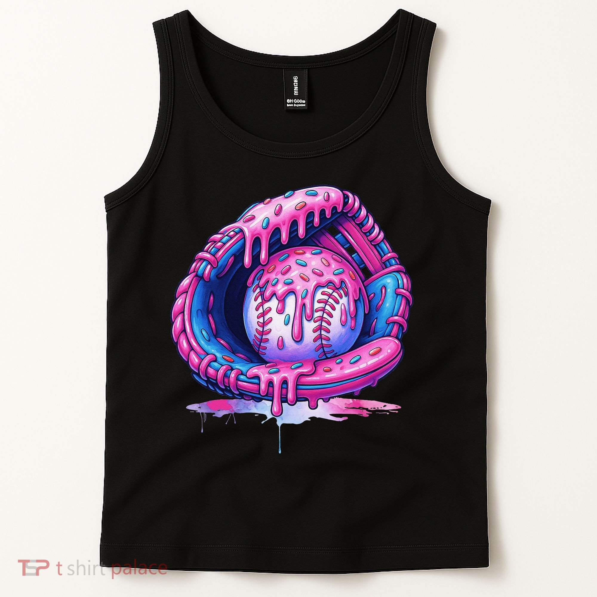 Baseball Drip Ice Cream Sprinkles Baseball Glove Tank Top