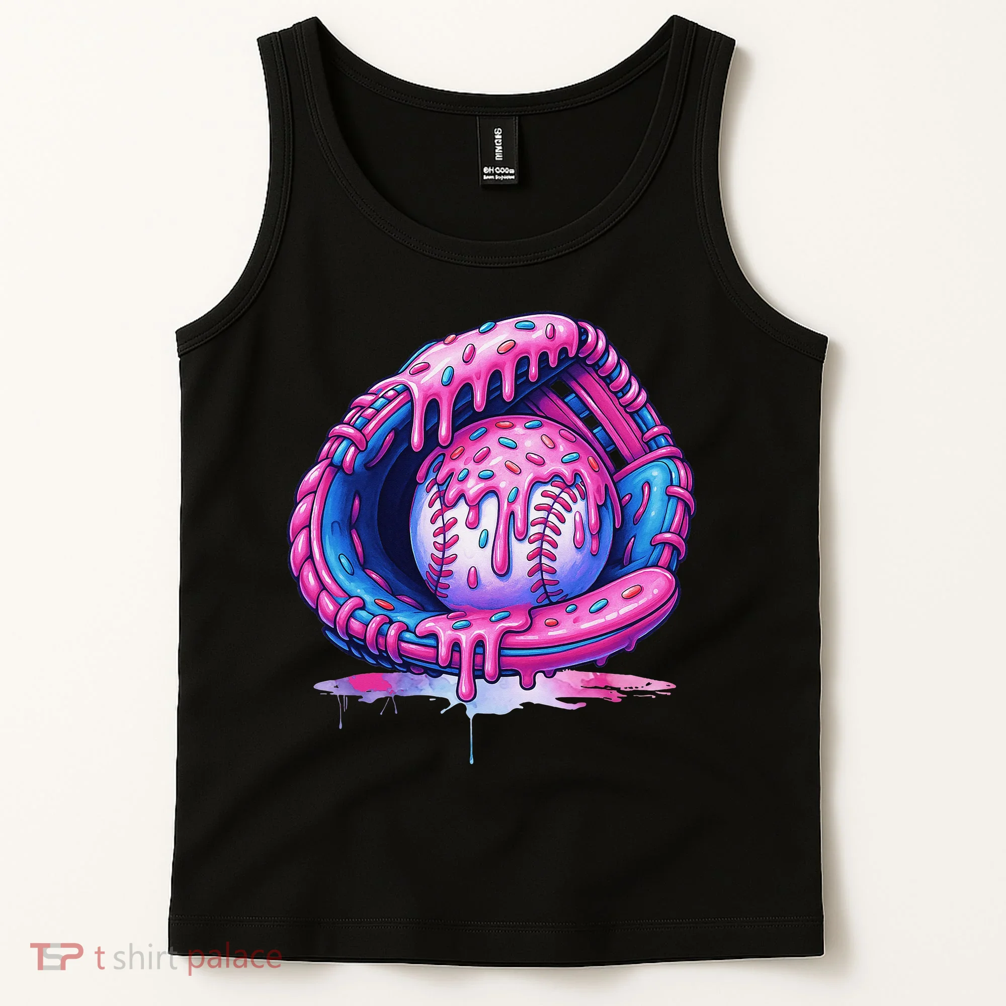 Baseball Drip Ice Cream Sprinkles Baseball Glove Tank Top