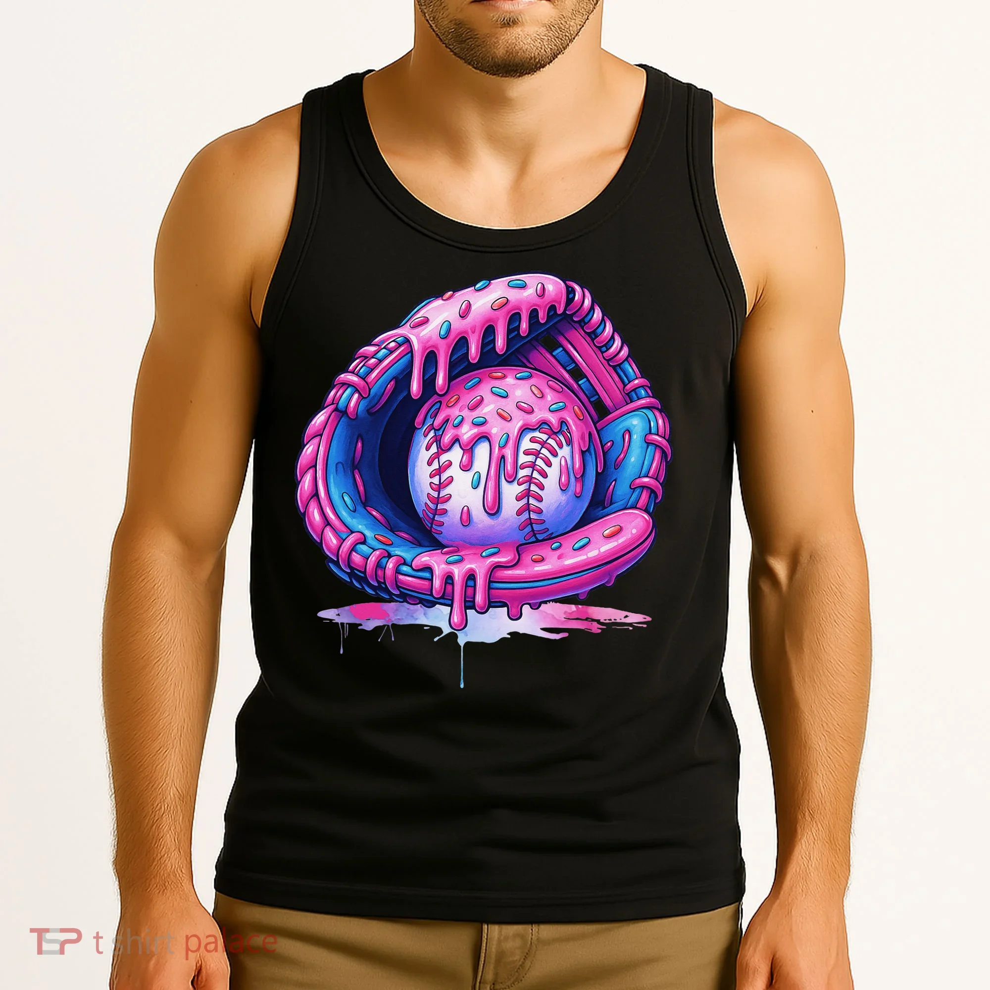 Baseball Drip Ice Cream Sprinkles Baseball Glove Tank Top