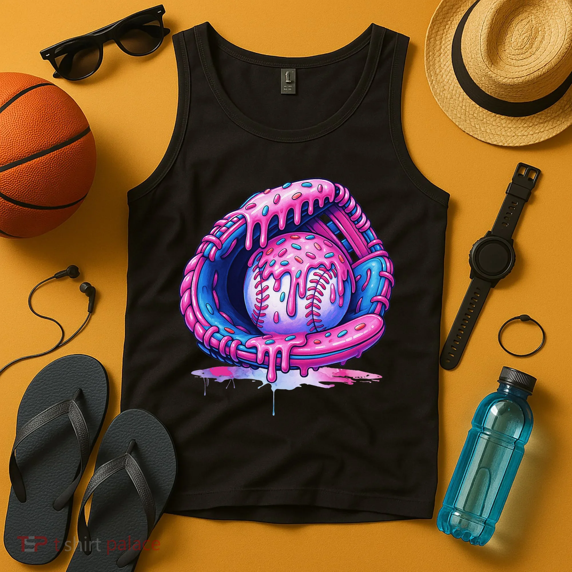 Baseball Drip Ice Cream Sprinkles Baseball Glove Tank Top