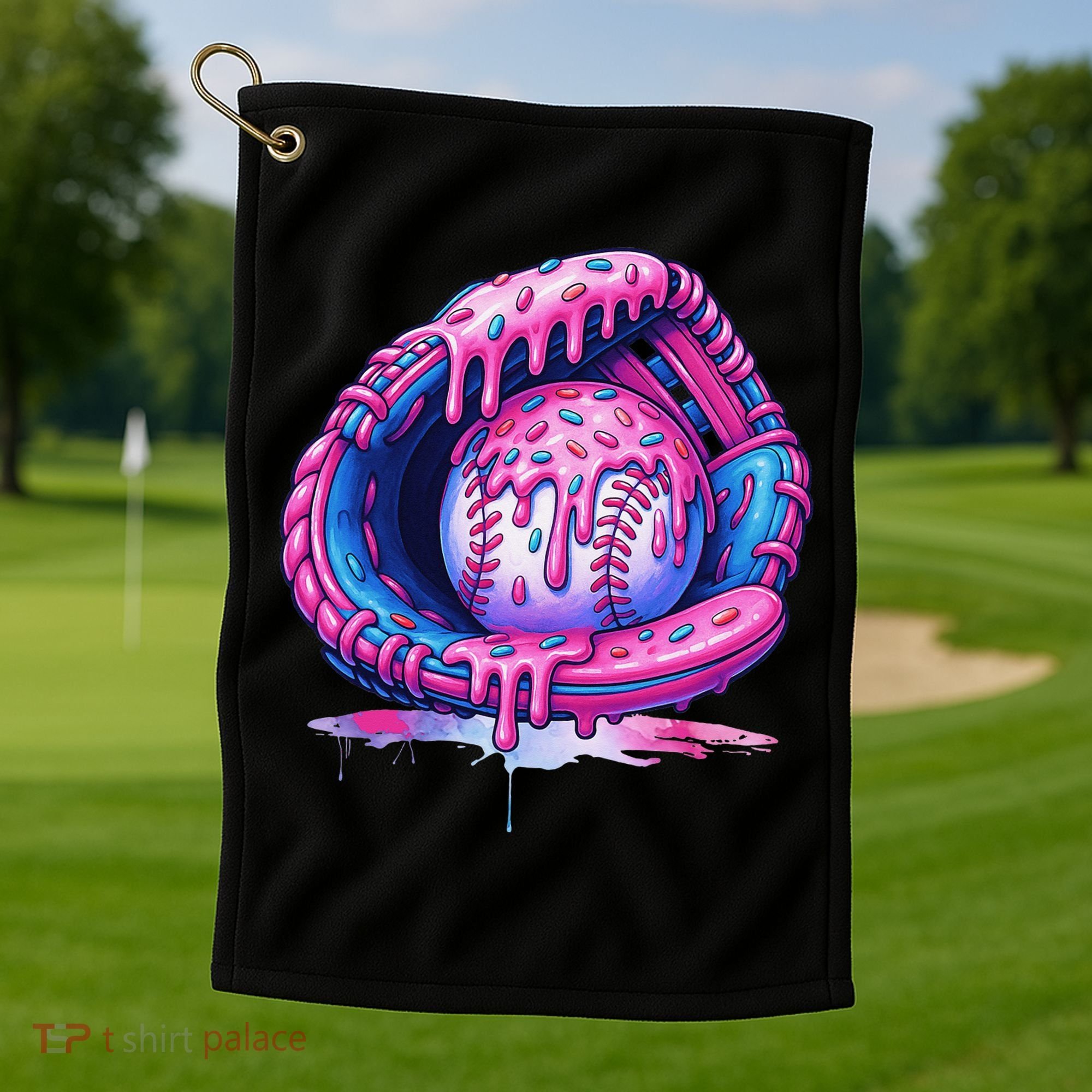 Baseball Drip Ice Cream Sprinkles Baseball Glove Golf Towel