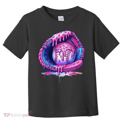 Baseball Drip Ice Cream Sprinkles Baseball Glove Toddler T-Shirt