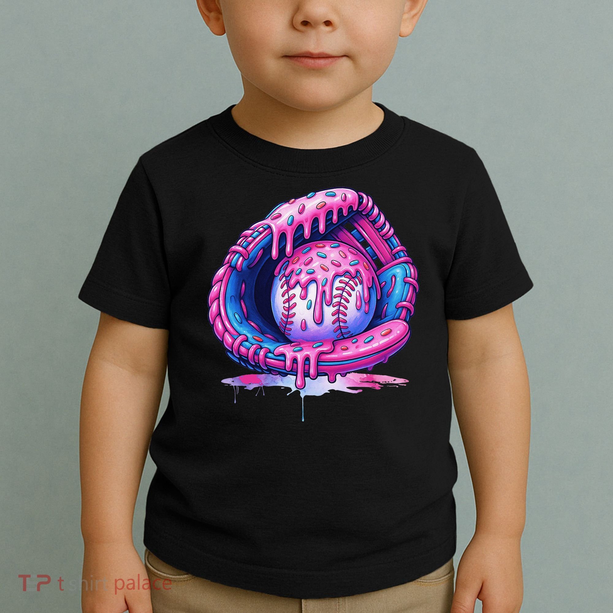 Baseball Drip Ice Cream Sprinkles Baseball Glove Toddler T-Shirt