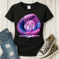 Baseball Drip Ice Cream Sprinkles Baseball Glove Women's T-Shirt thumb 3
