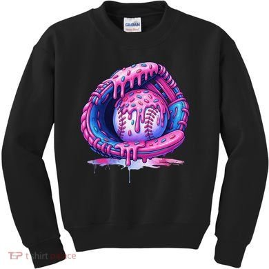 Baseball Drip Ice Cream Sprinkles Baseball Glove Kids Sweatshirt