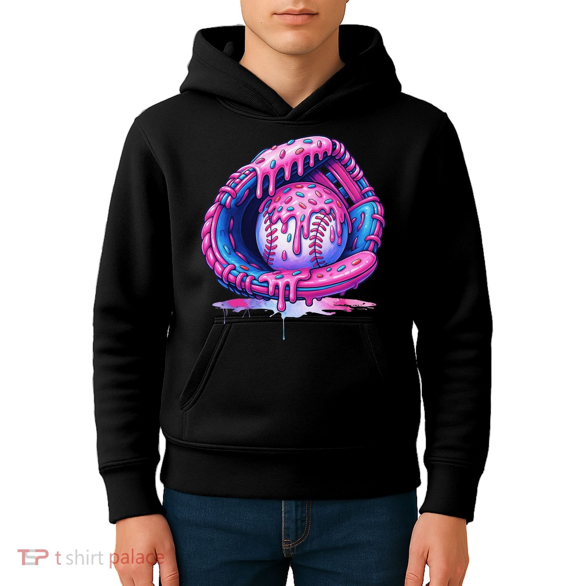 Baseball Drip Ice Cream Sprinkles Baseball Glove Kids Hoodie