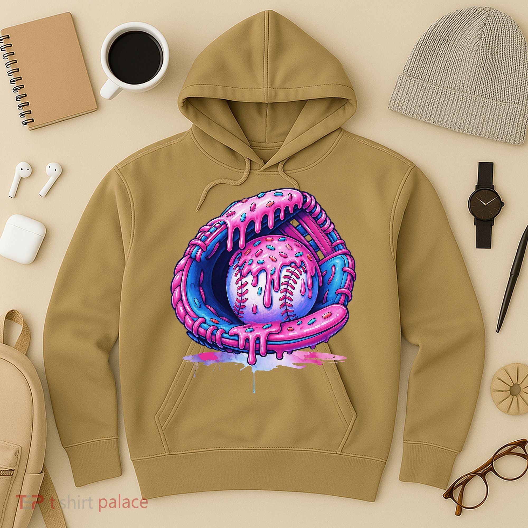 Baseball Drip Ice Cream Sprinkles Baseball Glove Hoodie