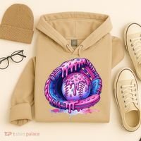 Baseball Drip Ice Cream Sprinkles Baseball Glove Hoodie thumb 4